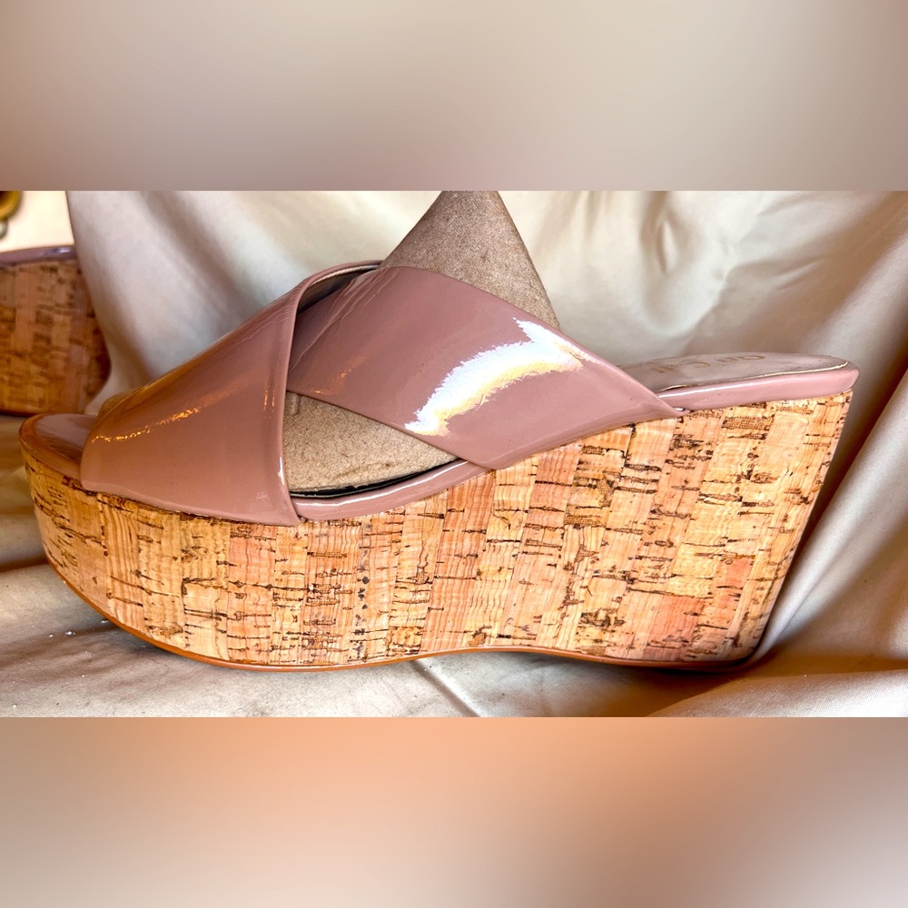 Super fun wedge heels. Nude color. New.